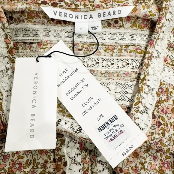 Veronica Beard | Lyanna Floral Lace Top Cotton Size 10 - Picture 7 of 9